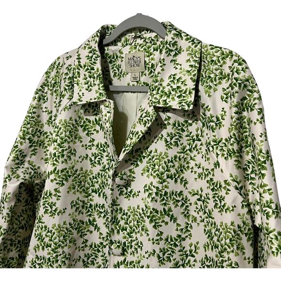 Macy's Green Floral Trench Coat - Picture 9 of 12